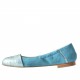 Bailarina para mujer con elastico en gamuza y piel imprimida azul claro tacon 1 - Tallas disponibles:  32