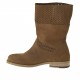 Botines en piel nabuk y nabuk perforado de color cuero tacon 2 - Tallas disponibles:  32
