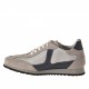 Zapato deportivo con cordones para hombre en gamuza y tejido gris y piel azul - Tallas disponibles:  36, 37