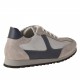 Zapato deportivo con cordones para hombre en gamuza y tejido gris y piel azul - Tallas disponibles:  36, 37