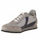 Zapato deportivo con cordones para hombre en gamuza y tejido gris y piel azul - Tallas disponibles:  36, 37