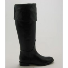 Bota sobre la rodilla con solapa y cremallera en piel negra tacon 2 - Tallas disponibles:  31