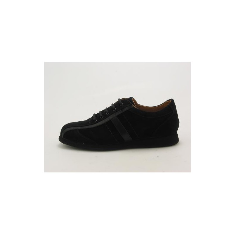 Men's sportshoe with laces in black suede - Available sizes:  36