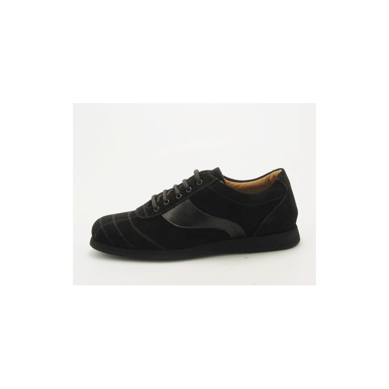 Zapato deportivo con cordones para hombre en gamuza marron oscuro - Tallas disponibles:  36, 38
