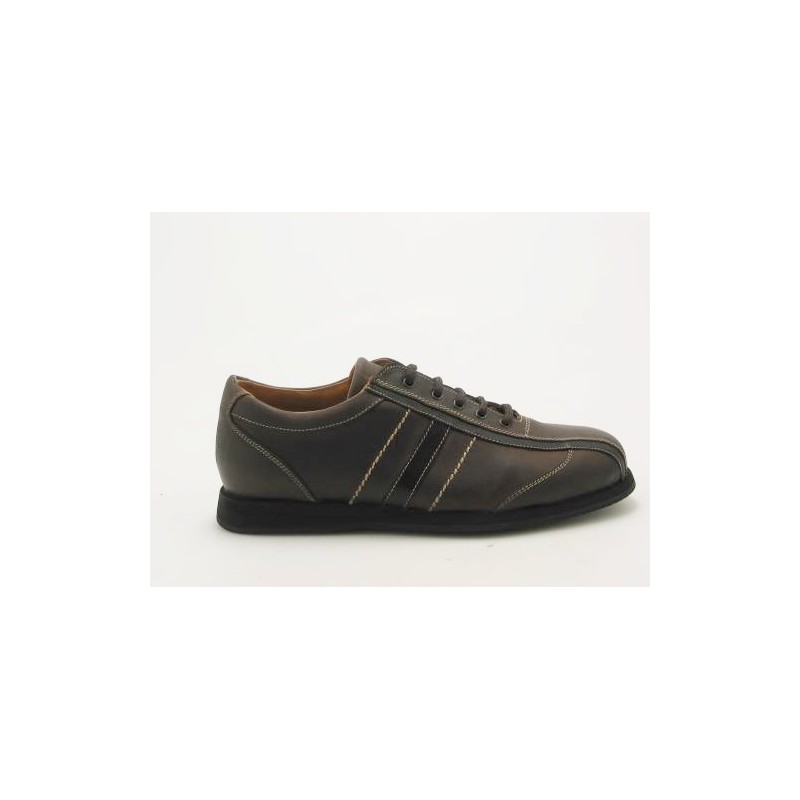 Zapato deportivo con cordones para hombres en piel marron - Tallas disponibles:  36