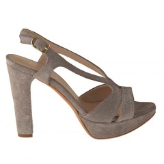 Sandalia con plataforma para mujer en gamuza gris tacon 10 - Tallas disponibles:  42
