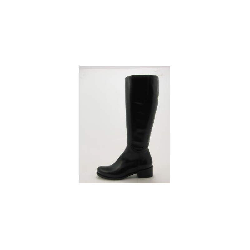 Bota con cremallera para mujer en piel negra tacon 3 - Tallas disponibles:  31