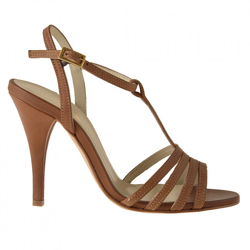 Bandes sandale en cuir brun clair - Pointures disponibles:  42