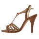 Sandalia de tiras en piel de color cuero - Tallas disponibles:  42