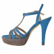Woman's sandal with platform and strap in blue and grey suede heel 11 - Available sizes:  42