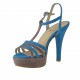 Sandale avec plateforme et courroie en daim bleu et gris talon 11 - Pointures disponibles:  42