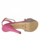 Sandalo listini plateau in pelle fuxia+camoscio grigio -  