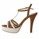 Bande plateforme sandale en daim blanc et brun clair - Pointures disponibles:  42
