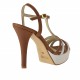 Sandalia de tiras y plataforma en piel de color blanco y cuero - Tallas disponibles:  42