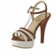 Sandalo listini plateau in pelle bianco+cuoio -  