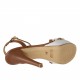 Sandalo listini plateau in pelle bianco+cuoio -  