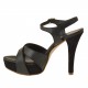 Sandalo cinturino plateau in pelle nero -  