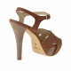 Sandale avec plateforme et courroie en cuir brun et daim sable talon 11 - Pointures disponibles:  42