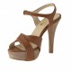 Sandale avec plateforme et courroie en cuir brun et daim sable talon 11 - Pointures disponibles:  42