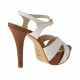 Sandalo cinturino plateau in pelle bianco+cuoio -  