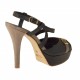 Sandalia de plataforma con cinturon cruzado en piel de color negro y gamuza color arena tacon 11 - Tallas disponibles:  42