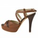 Plateforme sandale avec courroie crisé en cuir brun clair et marron - Pointures disponibles:  42