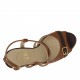 Plateforme sandale avec courroie crisé en cuir brun clair et marron - Pointures disponibles:  42