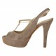Sandale pour femmes avec plateforme et courroie salomé en daim sable et cuir platine talon 11 - Pointures disponibles:  42
