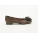 Ballerina with flower in brown leather heel 1