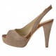 Sandalo da donna con plateau in camoscio sabbia e pelle color cuoio tacco 11 - Misure disponibili: 42