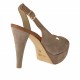 Sandalo da donna con plateau in camoscio sabbia e pelle color cuoio tacco 11 - Misure disponibili: 42