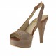 Sandalo da donna con plateau in camoscio sabbia e pelle color cuoio tacco 11 - Misure disponibili: 42