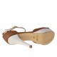 Scarpa aperta plateau con cinturino in pelle cuoio+bianco -  