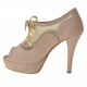 Scarpa aperta in punta da donna con plateau, rete e lacci in camoscio beige tacco 11 - Misure disponibili: 42