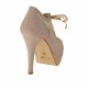 Woman's open toe pump with laces and net in beige seude heel 11 - Available sizes:  42