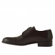 Men's elegant derby shoe with laces and captoe in dark brown leather - Available sizes:  50