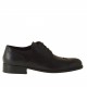 Herrenderbyschuh mit Dekorationen und Schnürsenkeln und Broguemuster aus schwarzem Leder