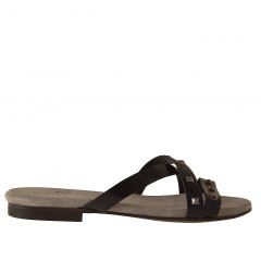 Sabot aperto con borchie in pelle nera tacco 1 - Misure disponibili: 32