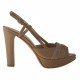 Sandale pour femmes avec plateforme en cuir et cuir verni beige talon 10