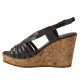 Sandalo zeppa sughero in vernice nero -  
