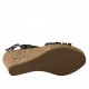 Sandale avec liège talon compensé en cuir verni noir - Pointures disponibles:  42