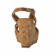 Sandalo zeppa sughero in vernice cuoio+arancione -  