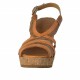 Sandalo zeppa sughero in vernice cuoio+arancione -  