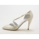 Scarpa aperta da donna con cinturini in pelle colore avorio perlato tacco 9 - Misure disponibili: 42, 43, 44, 46