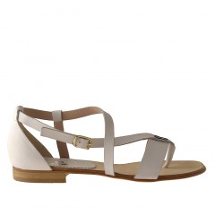 Chaussure ouvert entredoigt avec courroie en cuir blanc talon 1 - Pointures disponibles:  31