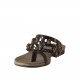 Sabot aperto infradito in pelle nero -  