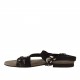 Sandalo listini in pelle+camoscio nero -  