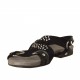 Sandalia con estrases en piel y gamuza de color negro tacon 1 - Tallas disponibles:  32