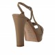 Sandalia para mujer con plataforma en piel y charol beis tacon 10 - Tallas disponibles:  42