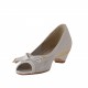 Open toe pump with bow in white and platinum leather heel 3 - Available sizes:  31